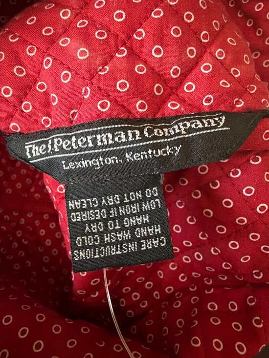 J Peterman Cotton Quilted Patchwork Tote Bag Americana Pinwheel Red Blue Vintage - Picture 9 of 15